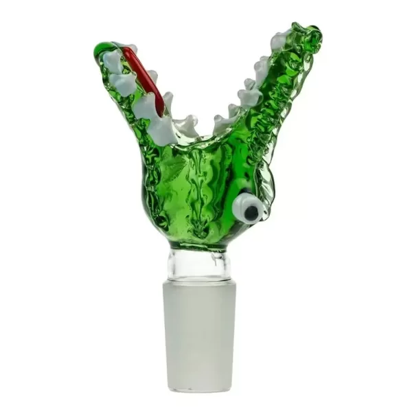 CROCODILE GREEN GLASS BONG BOWL 14mm