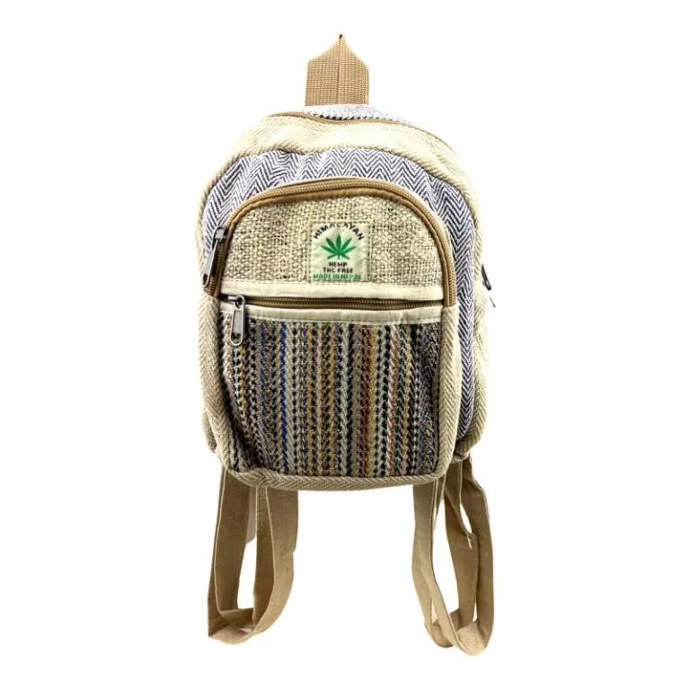ZAINO IN CANAPA HIMALAYANA FATTO A MANO - MARRONE/NERO - acquista online su Hemport