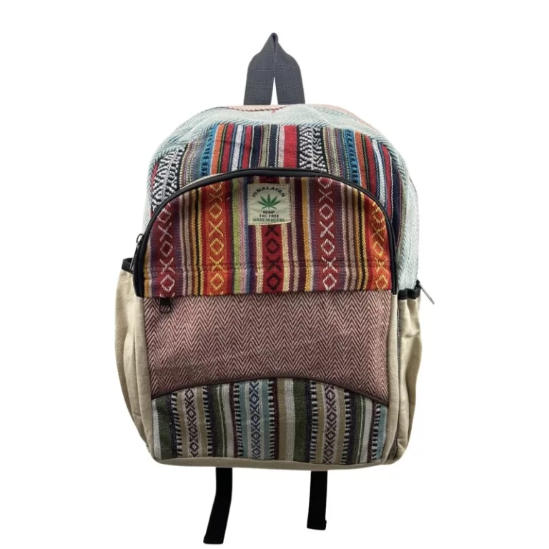 ZAINO IN CANAPA HIMALAYANA FATTO A MANO - MARRONE/NERO - acquista online su Hemport