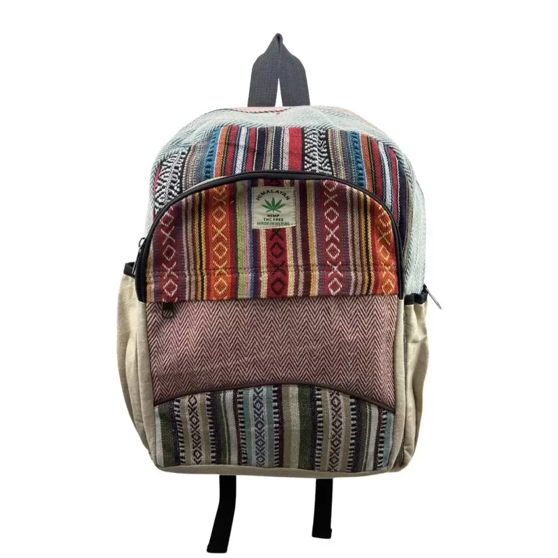 zaino-in-canapa-himalayana-fatto-a-mano-strisce-colorate ZAINO IN CANAPA HIMALAYANA FATTO A MANO - MARRONE/NERO - acquista online su Hemport