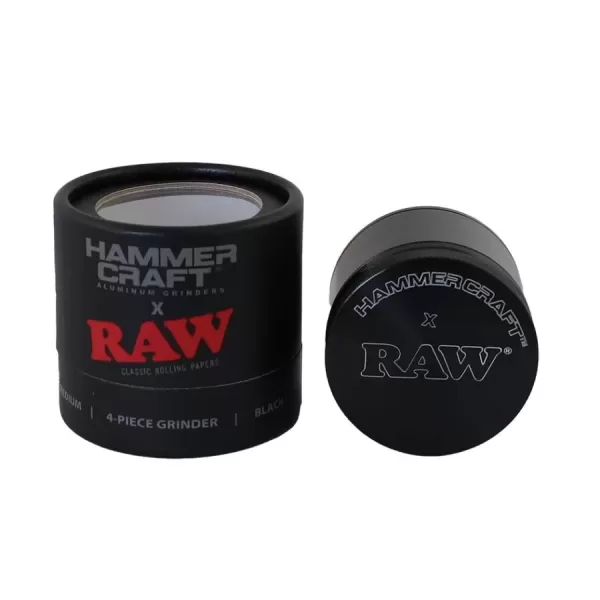 RAW X HAMMERCRAFT – GRINDER ALLUMINIO 4 PARTI NERO