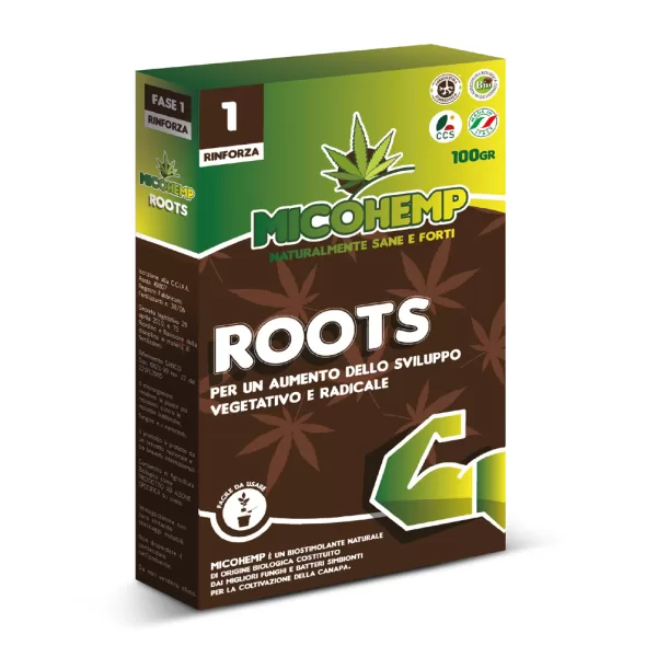 MICOHEMP ROOTS | FASE 1 RINFORZA - FASE VEGETATIVA BIOSTIMOLANTE CON MICORRIZE - 100gr